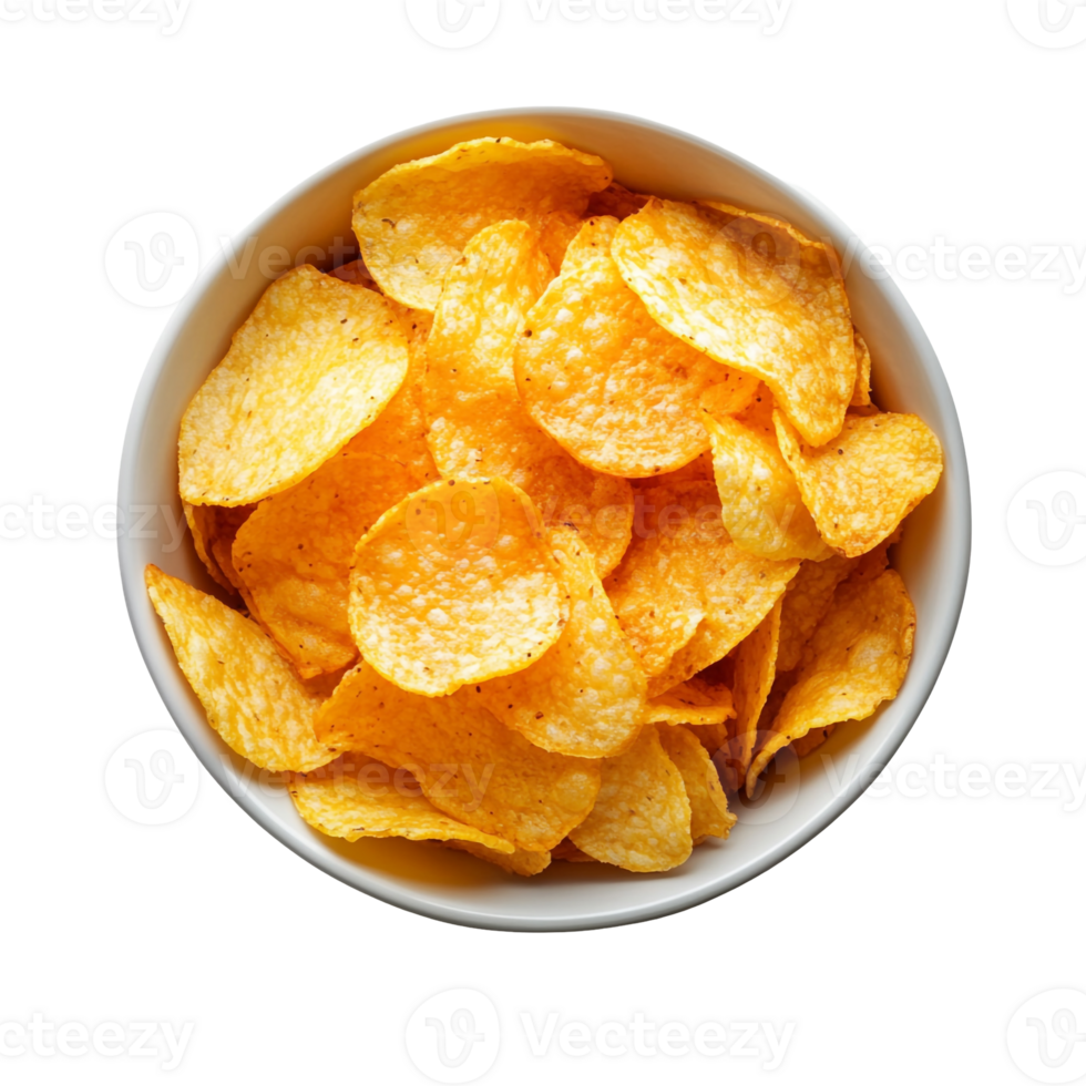 Freshly Prepared Potato Chips in a Bowl png