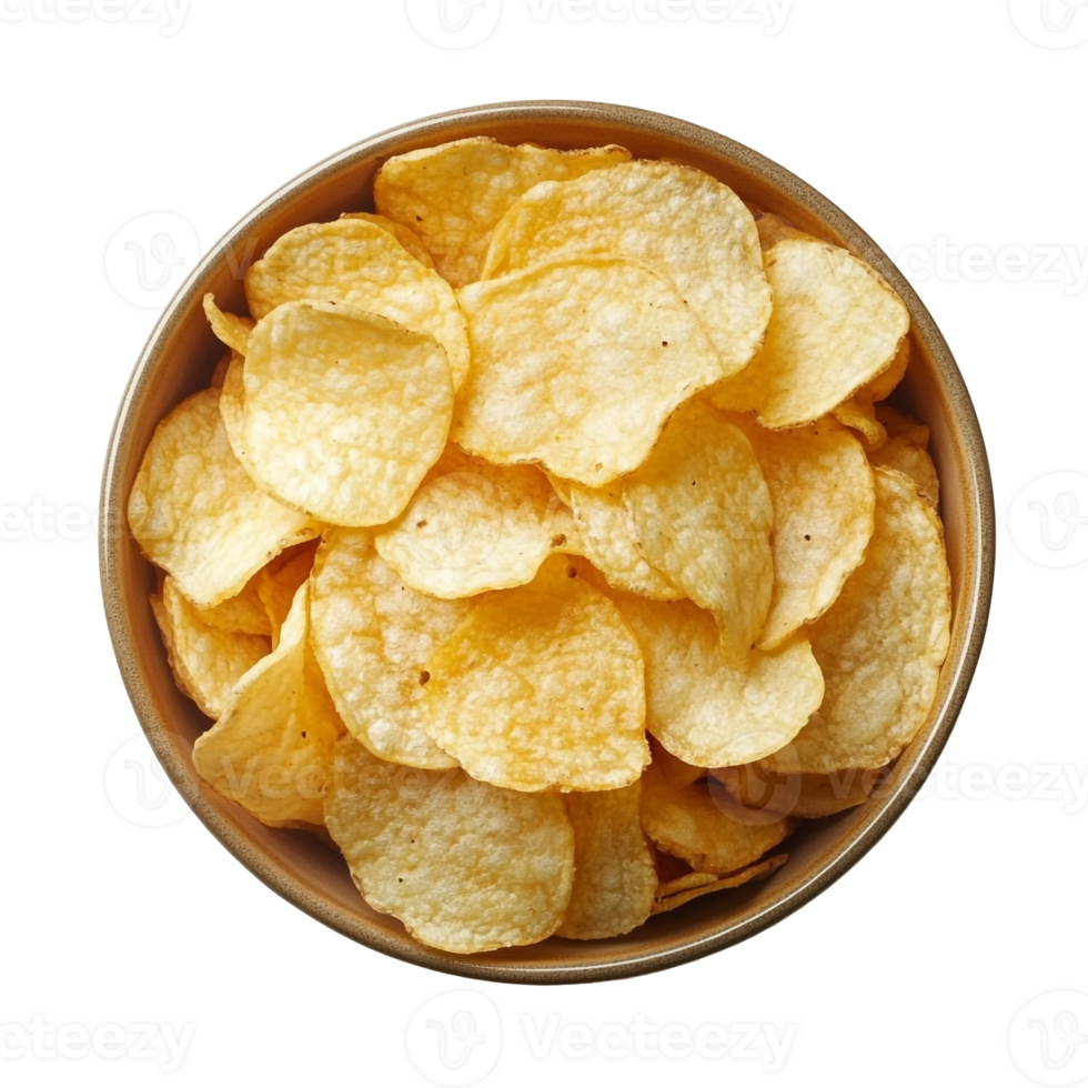 Golden Potato Chips in a Large Bowl png