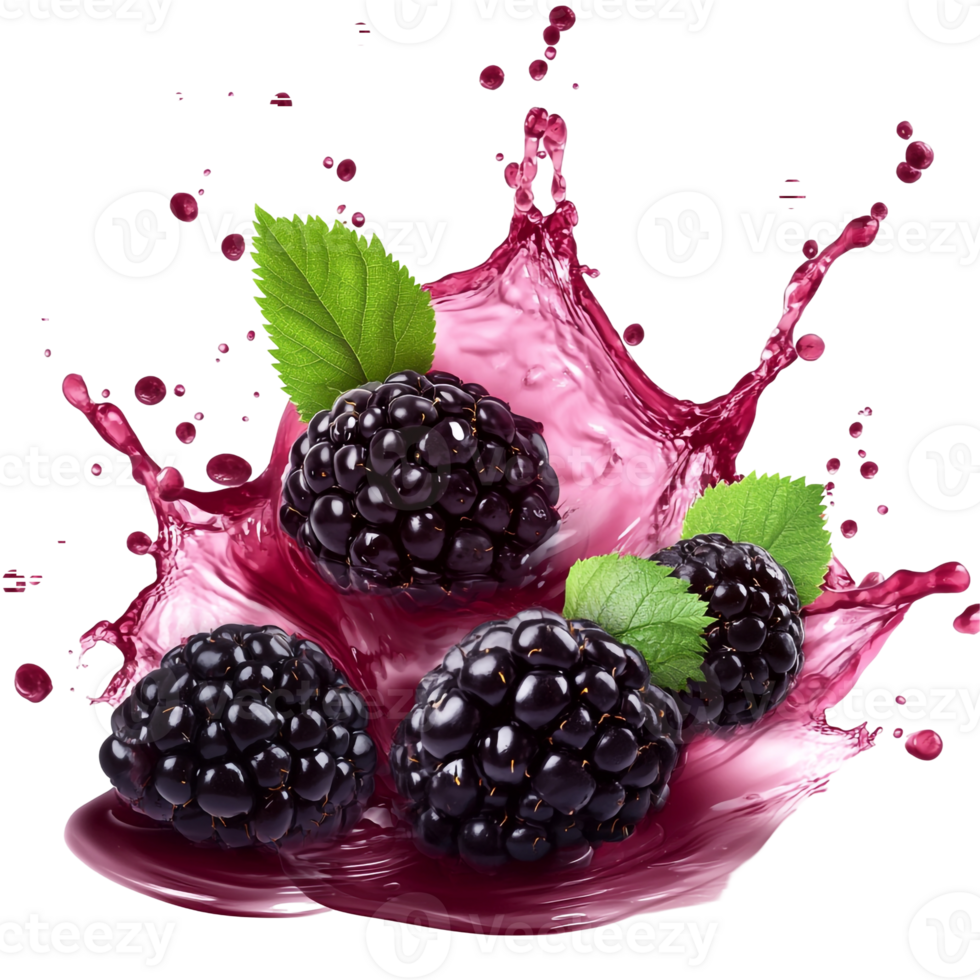 Blackberry Juice Burst with Splash Effect png
