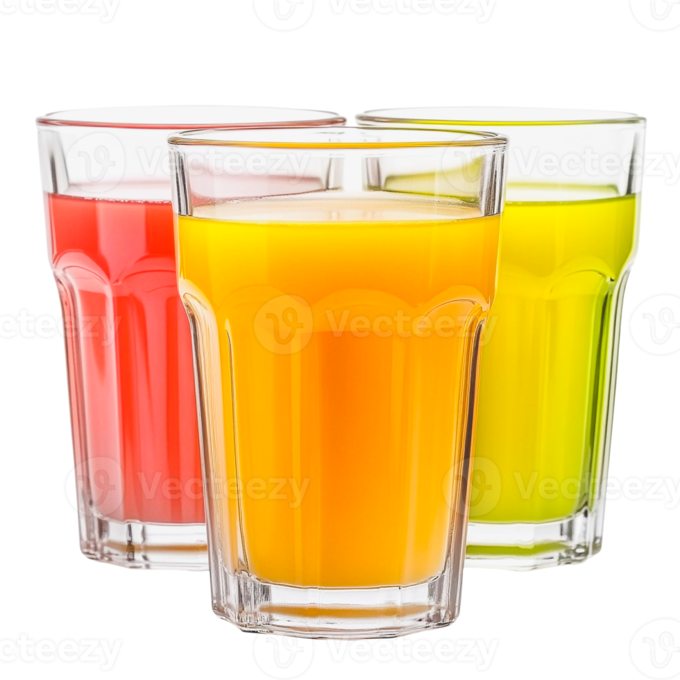 Multiple Fruit Juice Glasses Ready to Serve png
