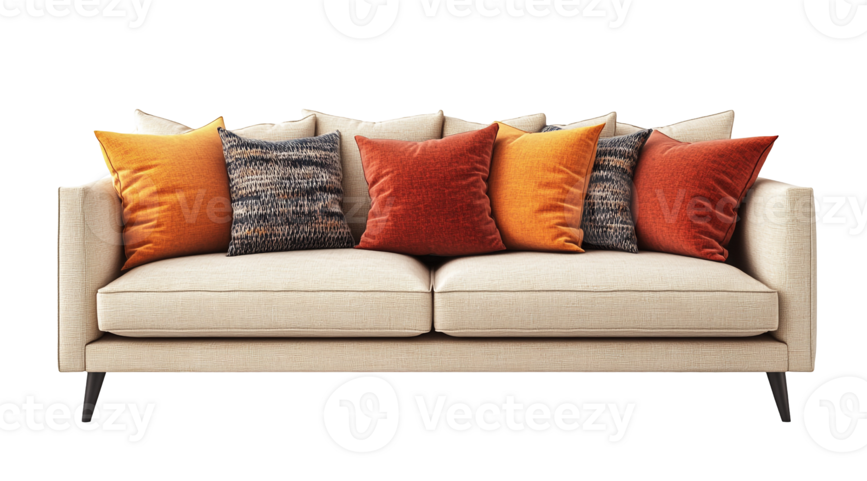 Sofa with Cushions for a Warm and Inviting Atmosphere png