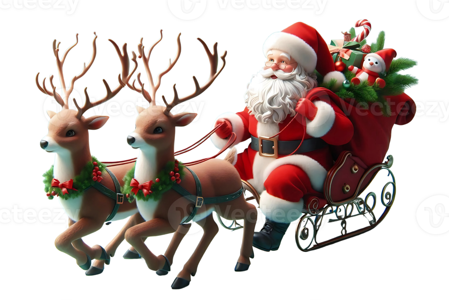 santa claus and reindeer png