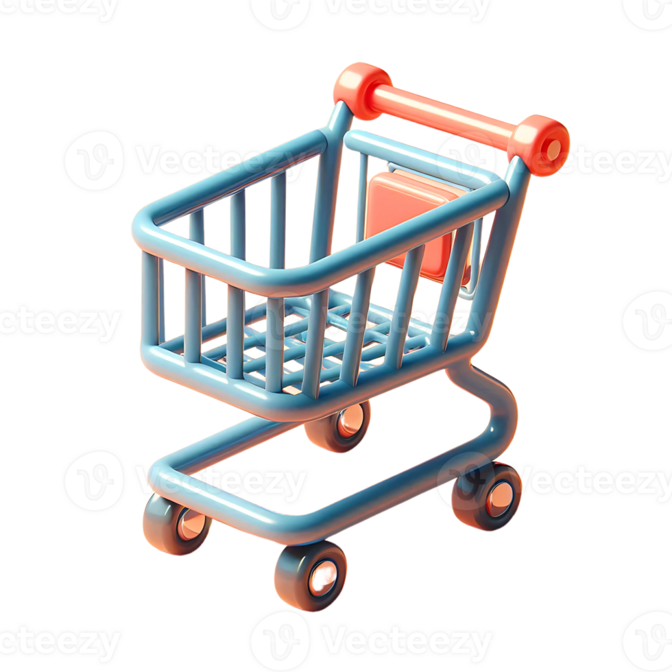shopping cart 3d icon isolated on transparent background png