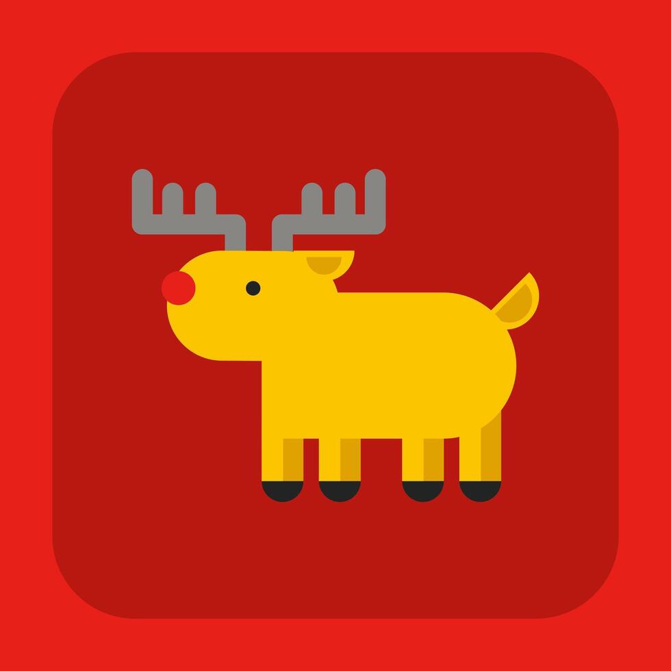 A yellow reindeer icon on a red background vector