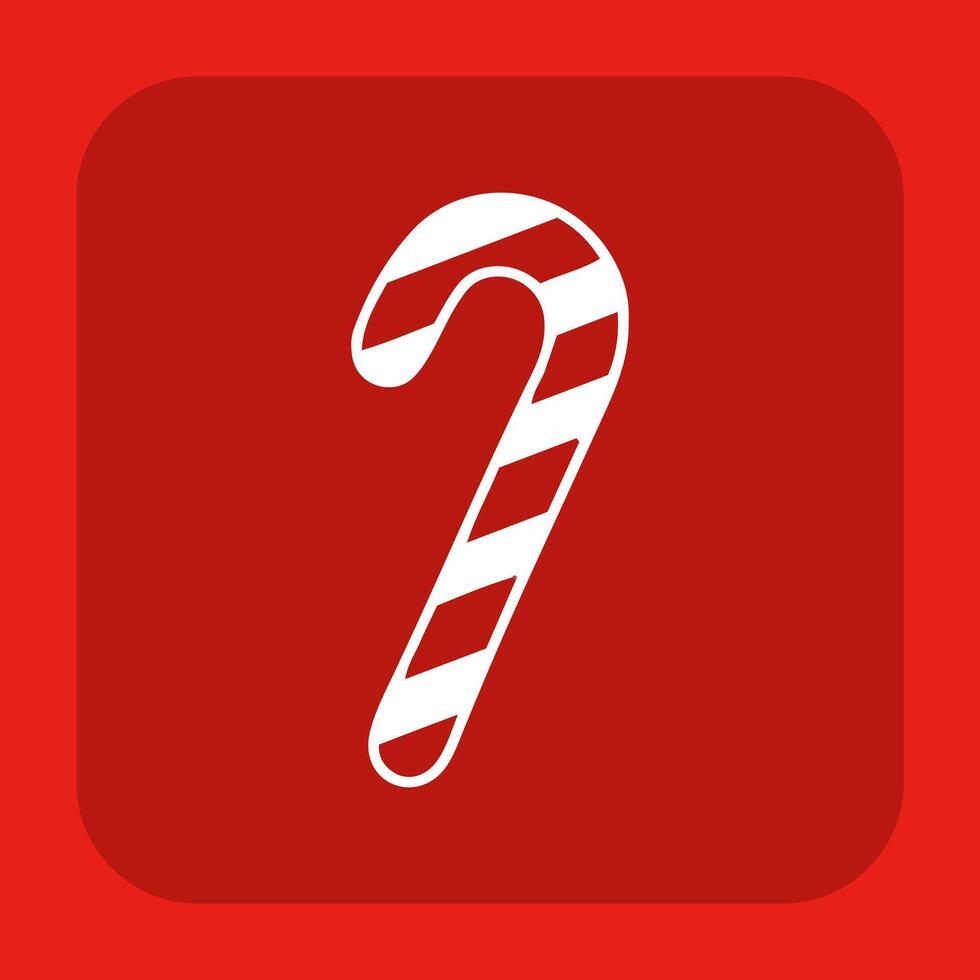 A candy cane icon on a red background vector