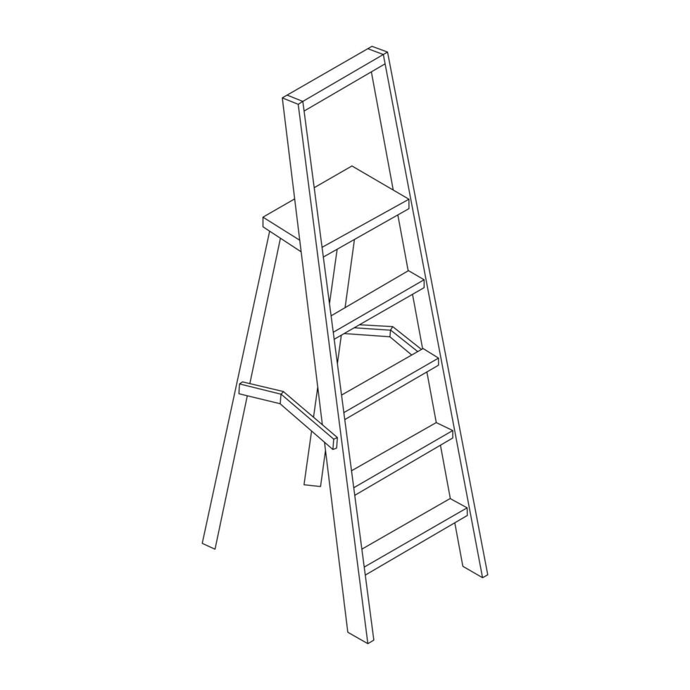 Hand drawn kids drawing step ladder cartoon isolated vector