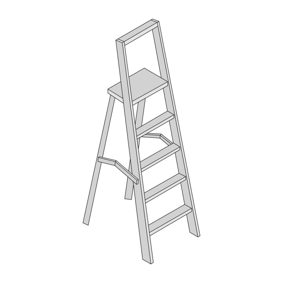 kids drawing step ladder cartoon isolated vector