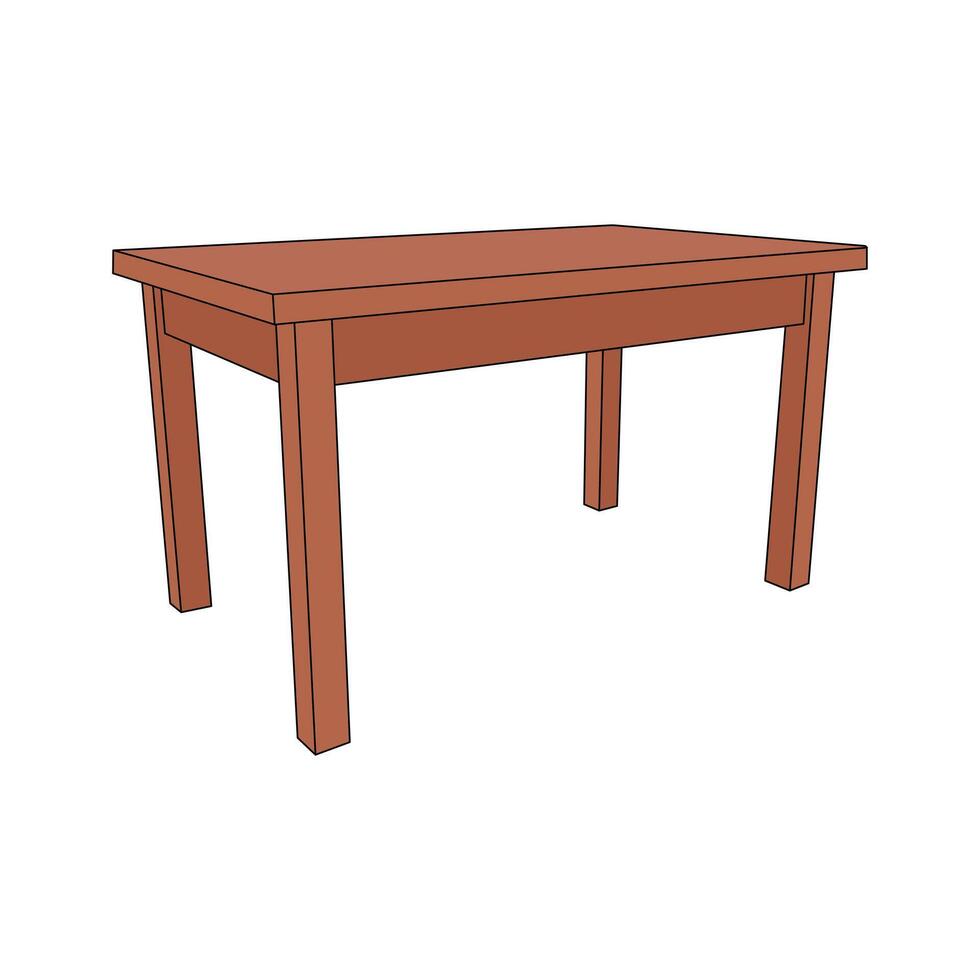 kids drawing illustration wooden table cartoon isolated vector
