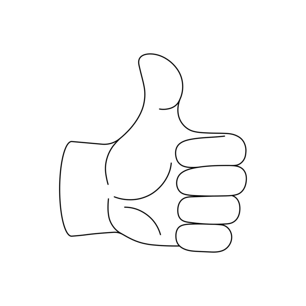 Hand drawn kids drawing thumbs up cartoon isolated vector
