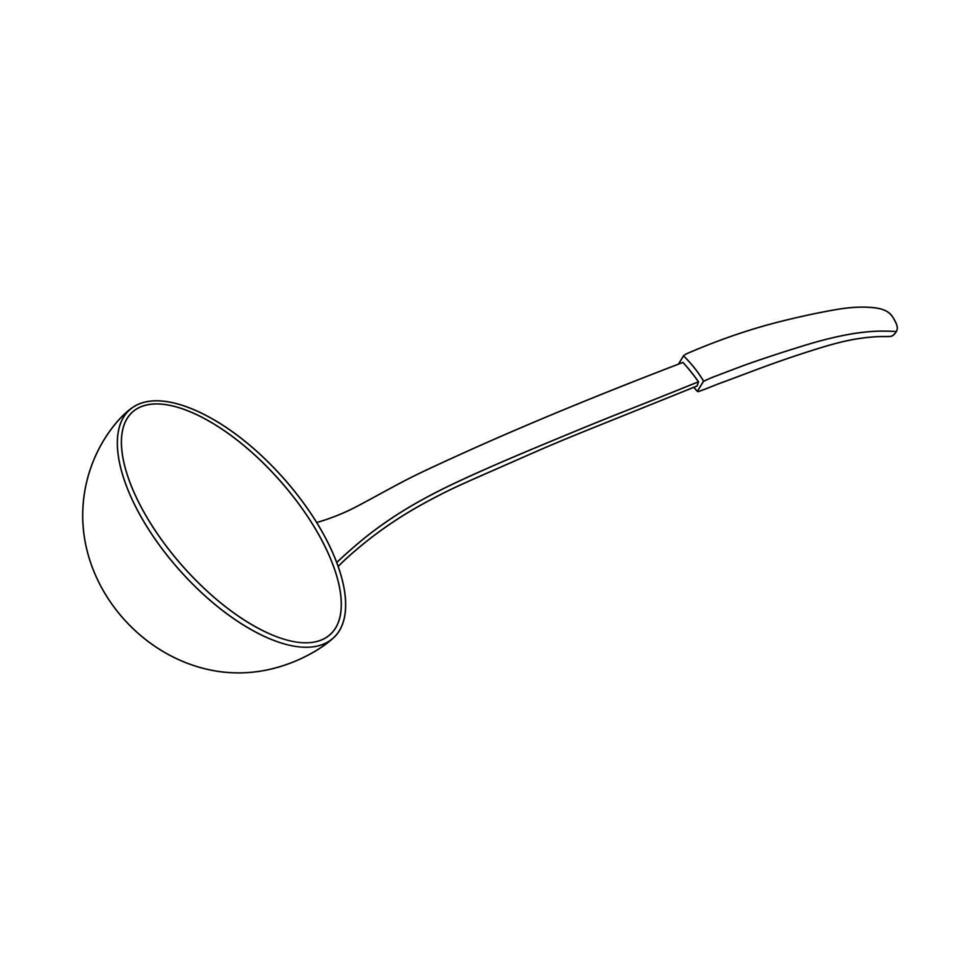 Hand drawn kids drawing soup ladle cartoon isolated vector