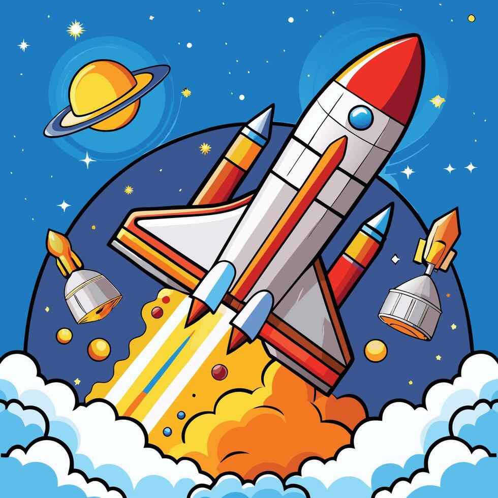 Epic Launch of Space Shuttle Plane into Uncharted Territory vector