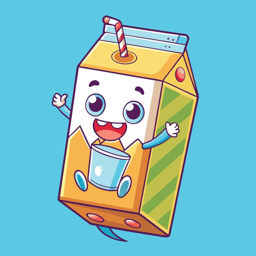 Cartoon Icon Illustration of Milk Floating in a Box vector