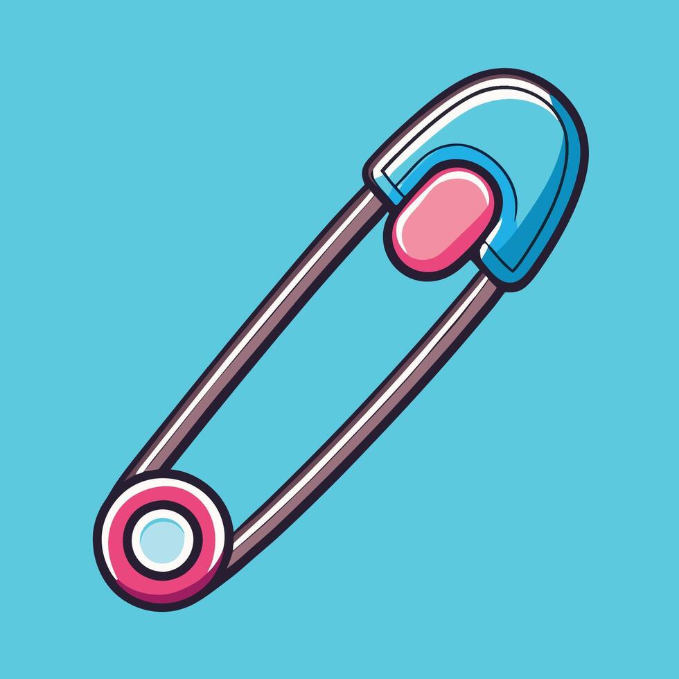 Cartoon Illustration of Safety Pin Floating with a Cheerful Expression vector
