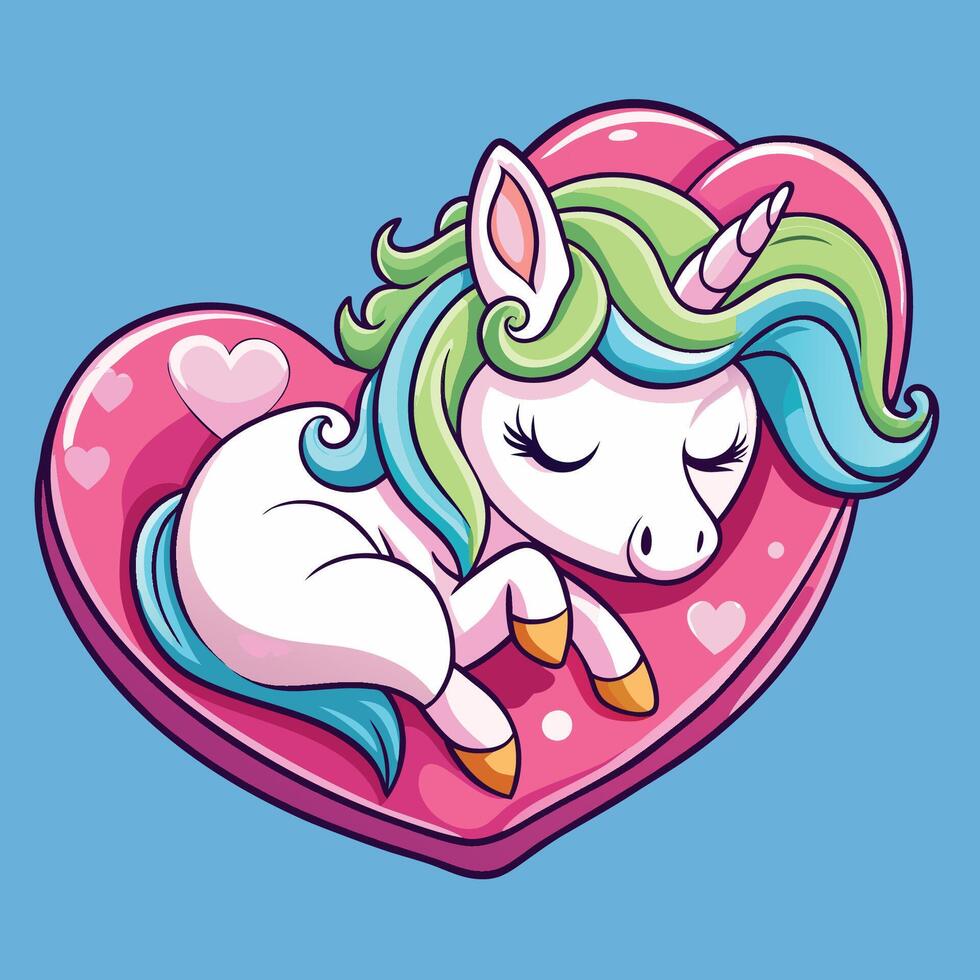 Adorable Unicorn Embracing Love on a Heart-Shaped Cloud vector