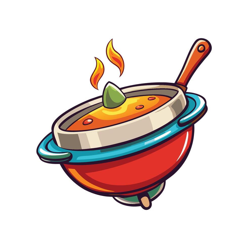 Floating Stewpan Cartoon Kitchenware Illustration vector