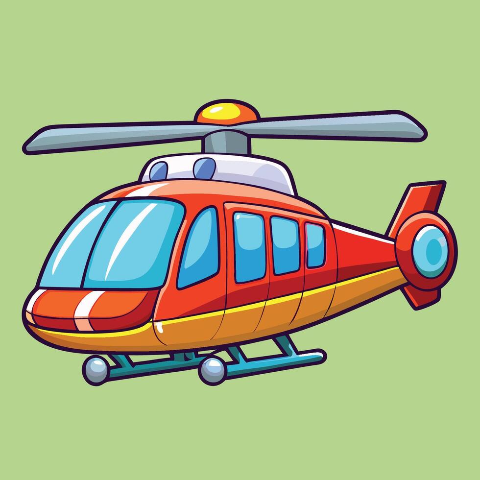 Cartoon Illustration of a Helicopter in Flight with Air Trails vector