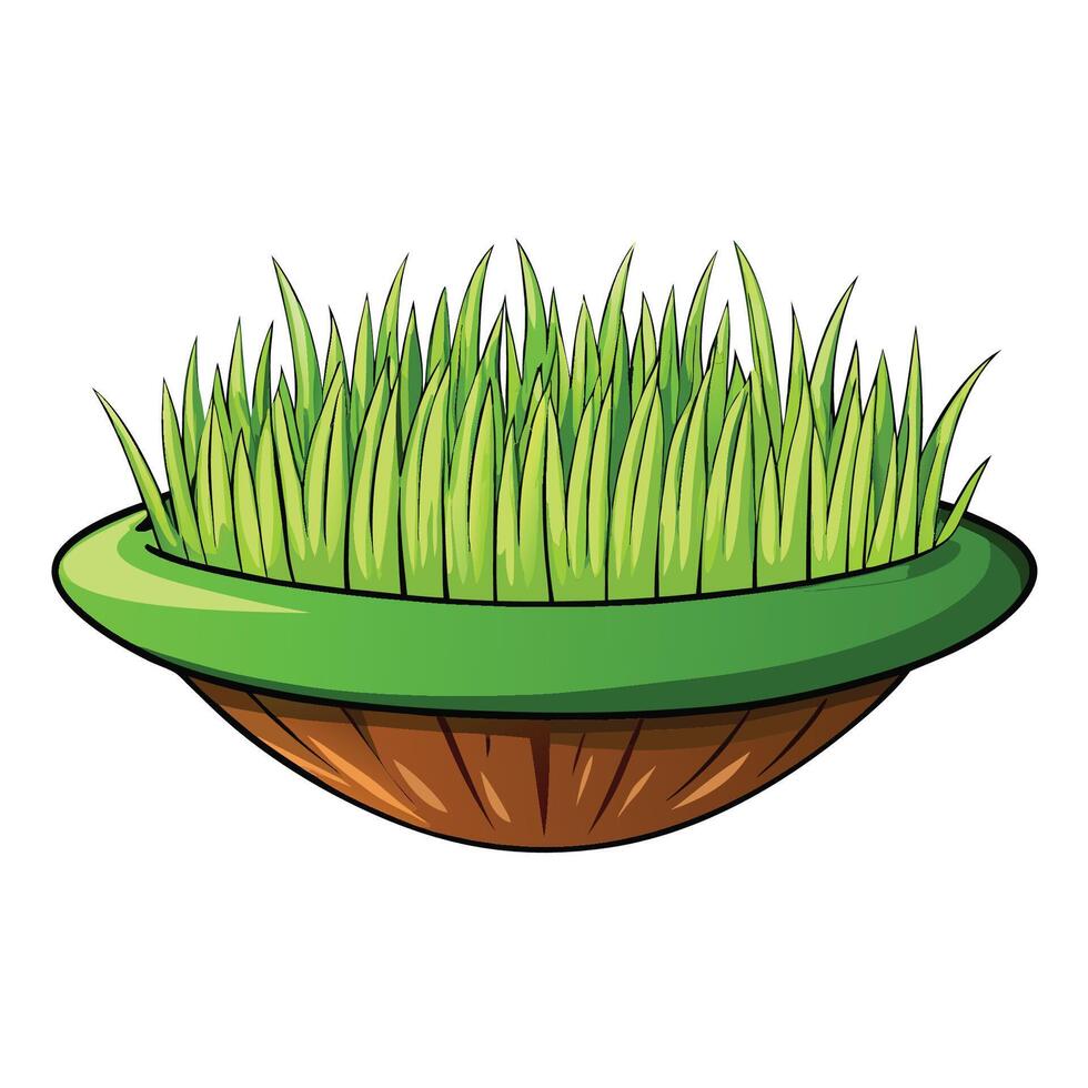 Humorous Cartoon Illustration of Grass Floating in the Air vector
