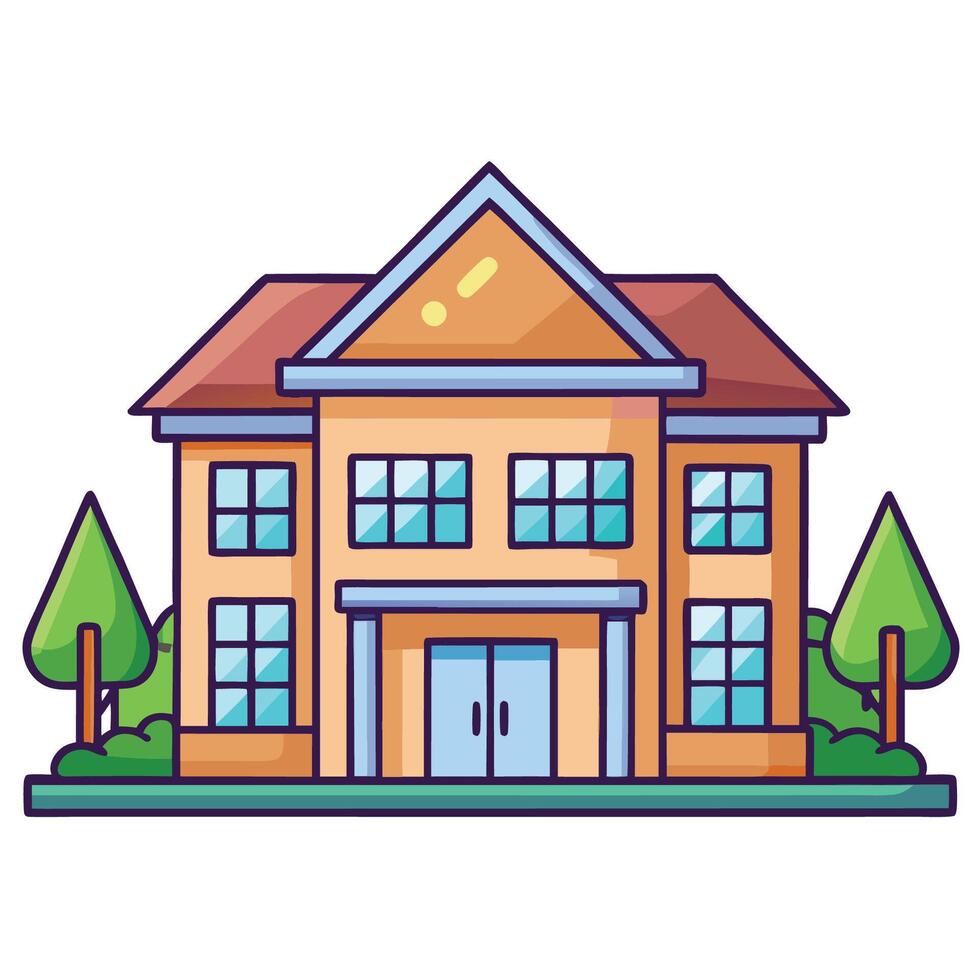 Cartoon Illustration Icon of a House Building in Progress vector