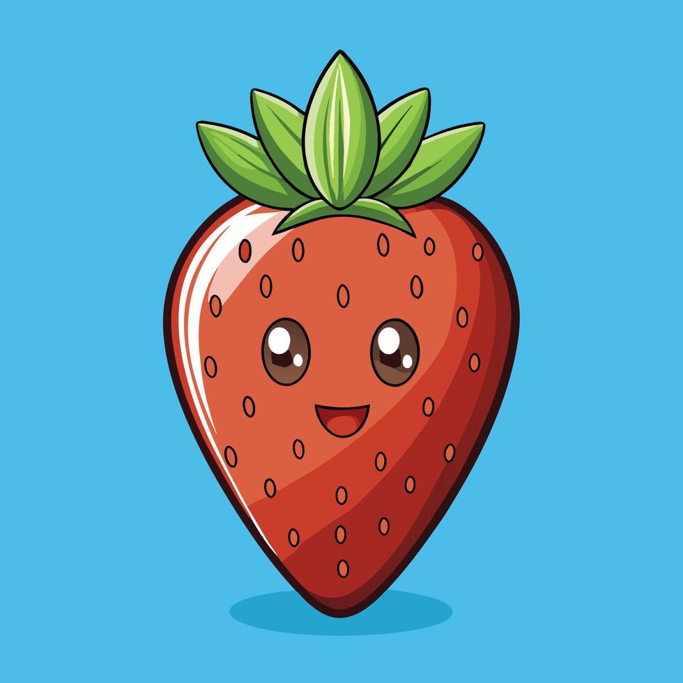 Cute Cartoon Strawberry Covered in Rich Chocolate Drizzle vector