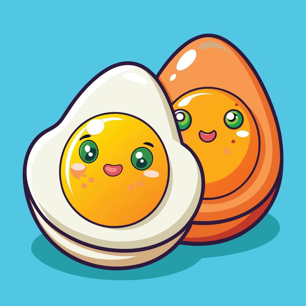 Cartoonish Illustration of Two Egg Icons for Food and Cooking Concepts vector