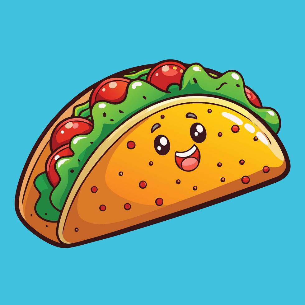 Illustrative Cartoon Icon of a Cheesy Taco with Lettering vector