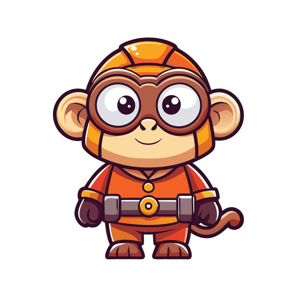 Adorable Monkey with Binoculars Cartoon Logo Perfect for Fun and Exploration vector