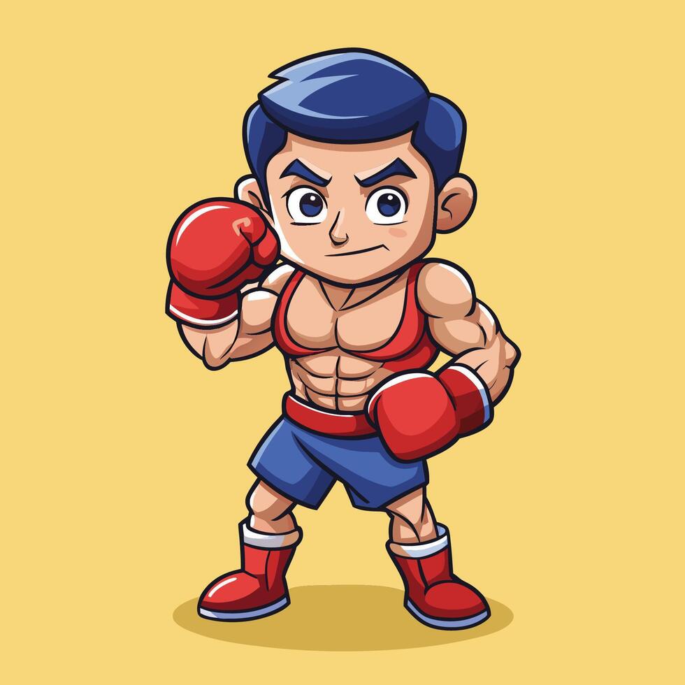 Cute Cartoon Illustration of a Boxing Man vector