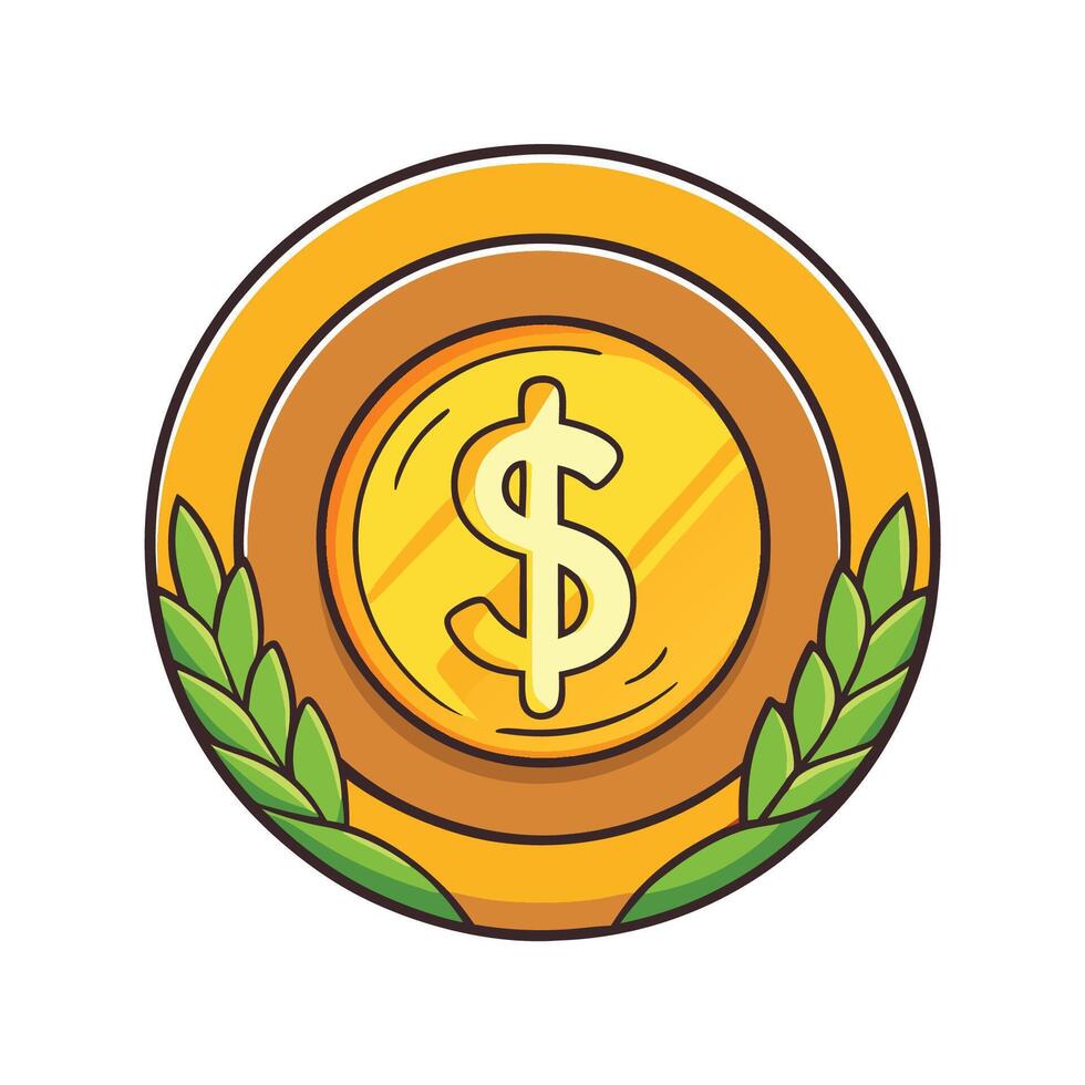 Illustrative Icon of a Gold Coin in a Bank for Financial Concept vector