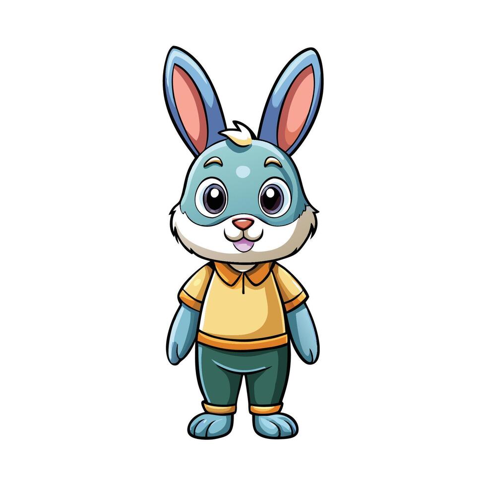 Adorable Cartoon Illustration of a Standing Rabbit with Perky Ears and Expression vector