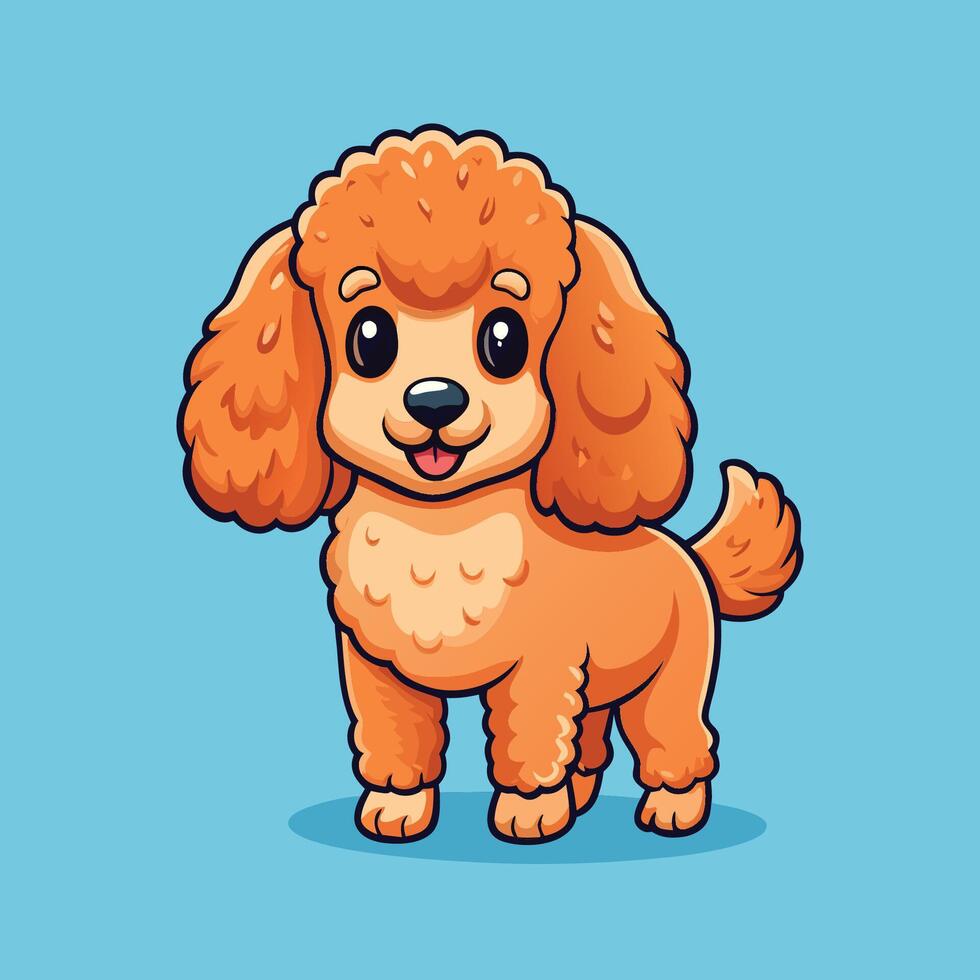 Cute Cartoon Icon Illustration of Standing Poodle Dog vector