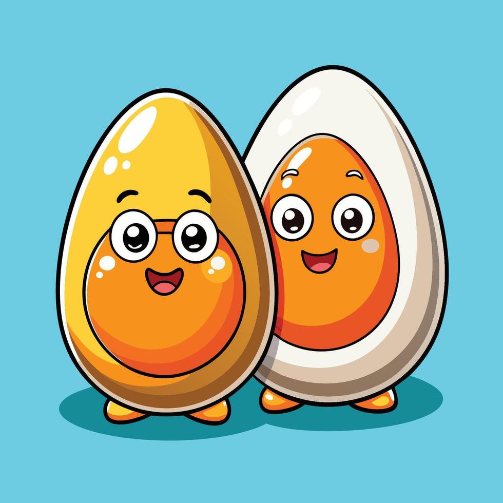 Two Eggs Cartoon Icon Illustration Food Object vector
