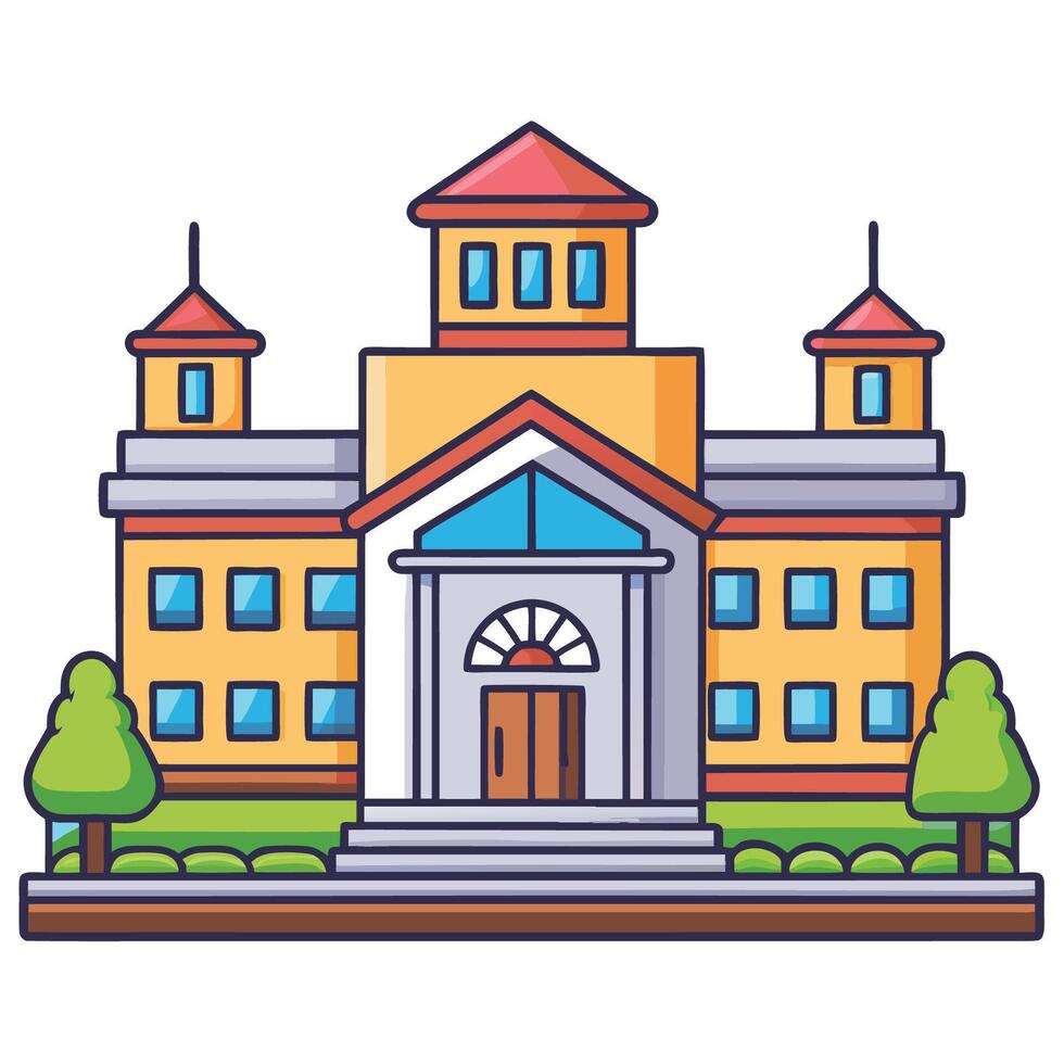 Cartoon Town City Building Icon Illustration for Urban Architecture Design vector