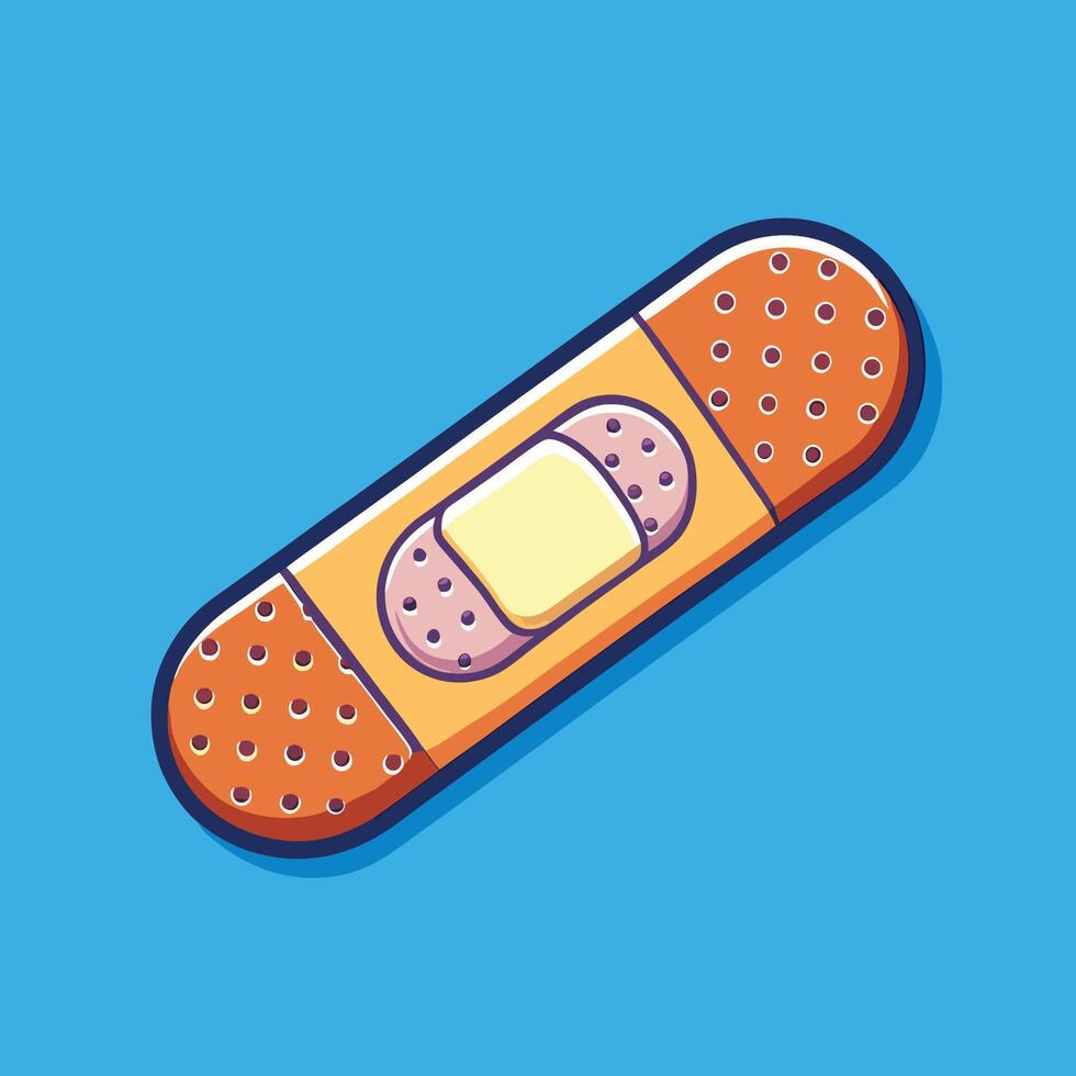 Cartoon Icon Illustration of a Cute Wound Plaster with a Smiling Face vector