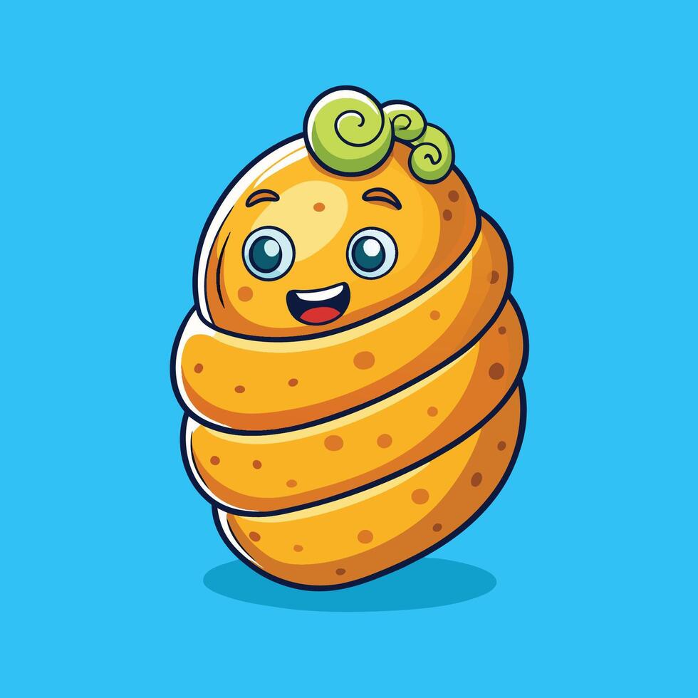 Cartoon Illustration of a Potato Spiral A Unique and Whimsical Symbol of Food vector