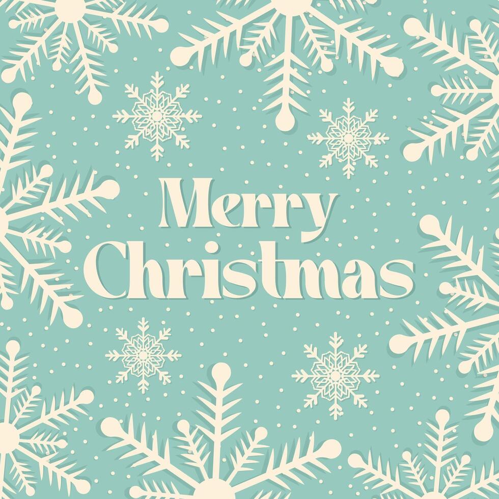 merry christmas card design in retro style flat illustration vector
