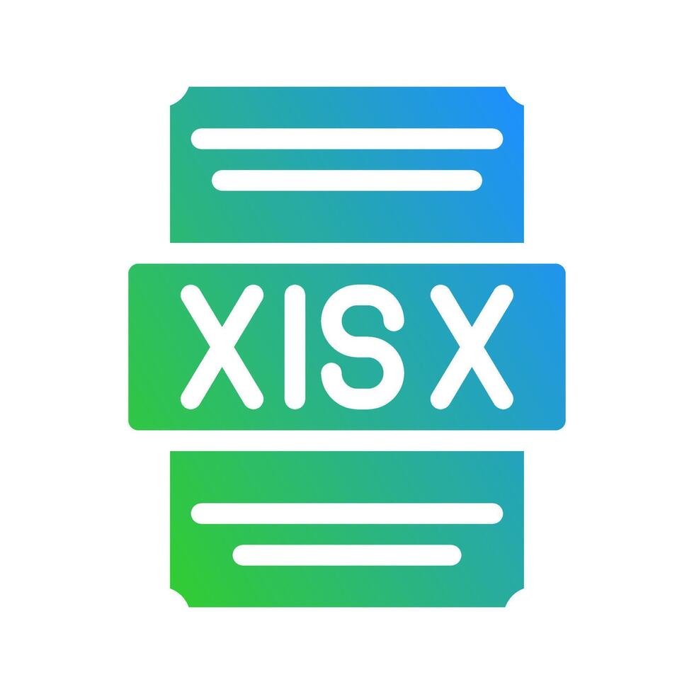 Xlsx elegant gradient icon for spreadsheet file representation. vector