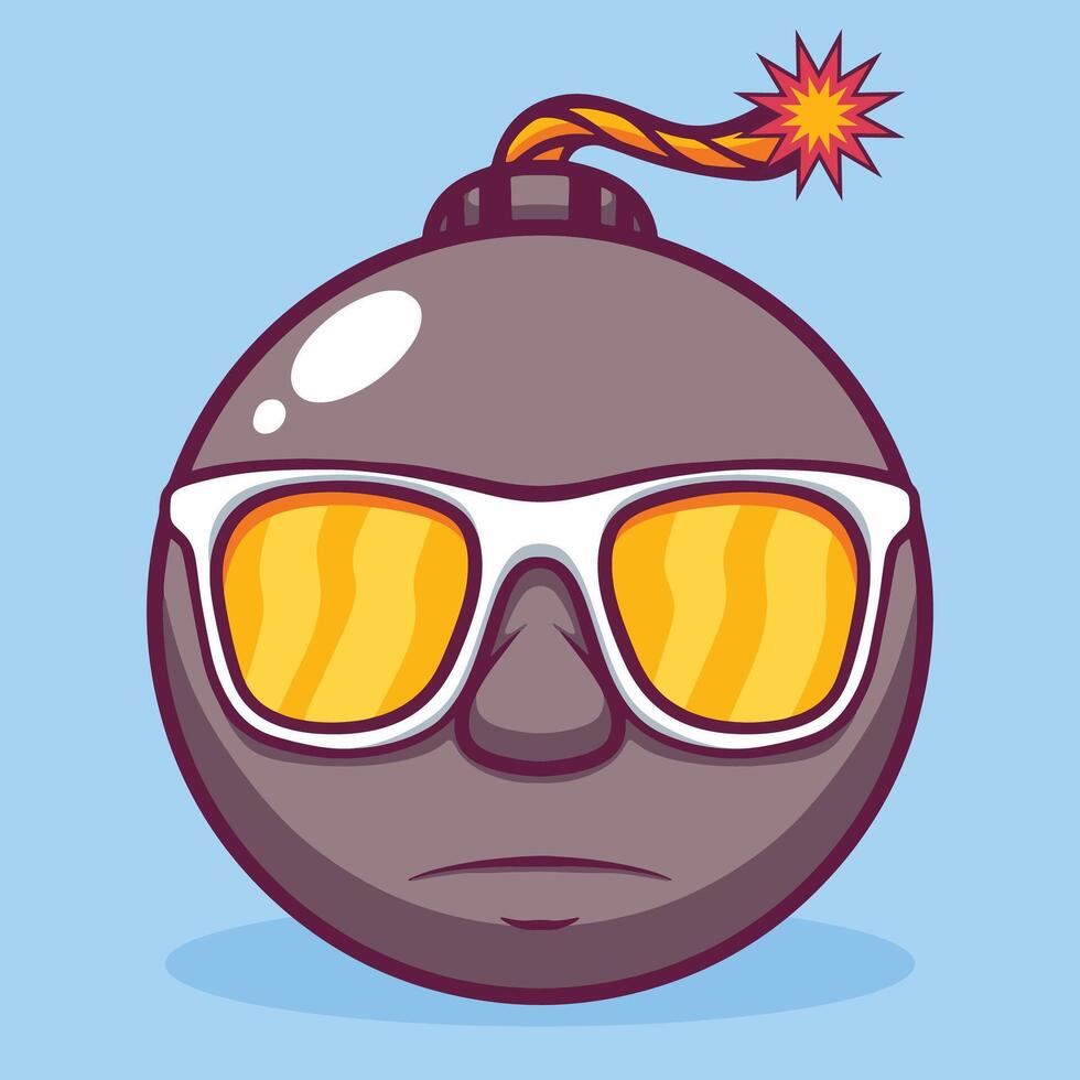 Cute Cool Bomb Cartoon Mascot Hand Drawn Illustration vector