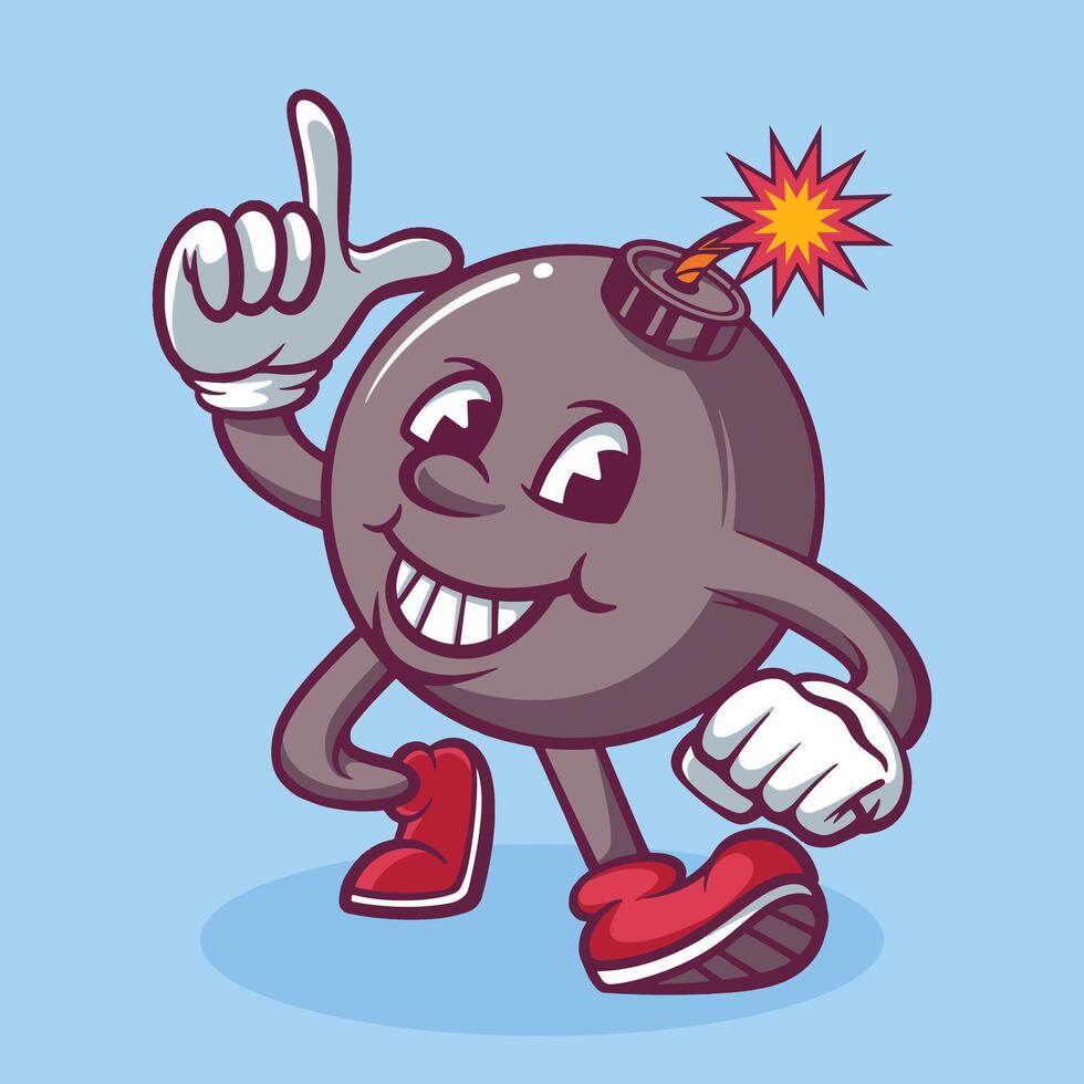 Cute Bomb Cartoon Mascot Hand Drawn Illustration vector
