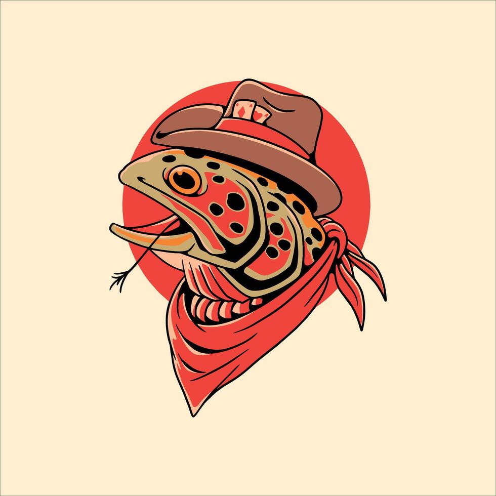 cowboy fish set illustration design vector