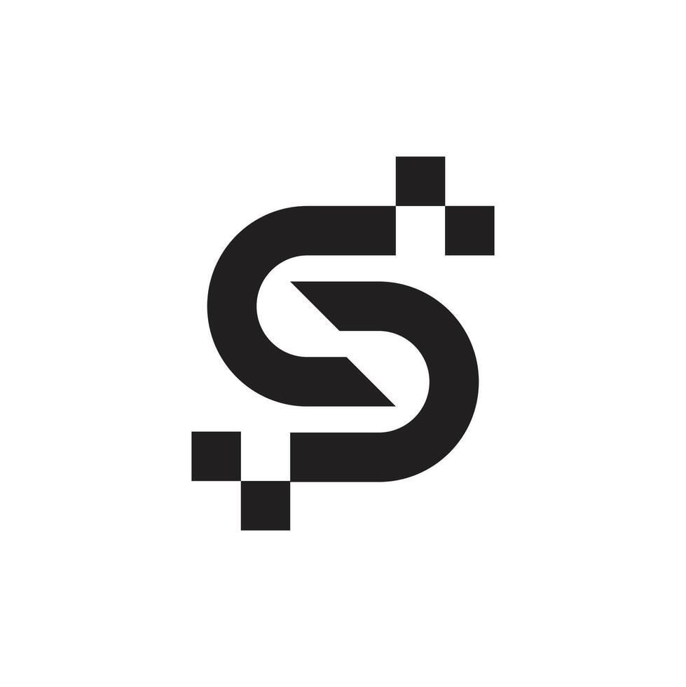 Logo letter S race pixel square vector