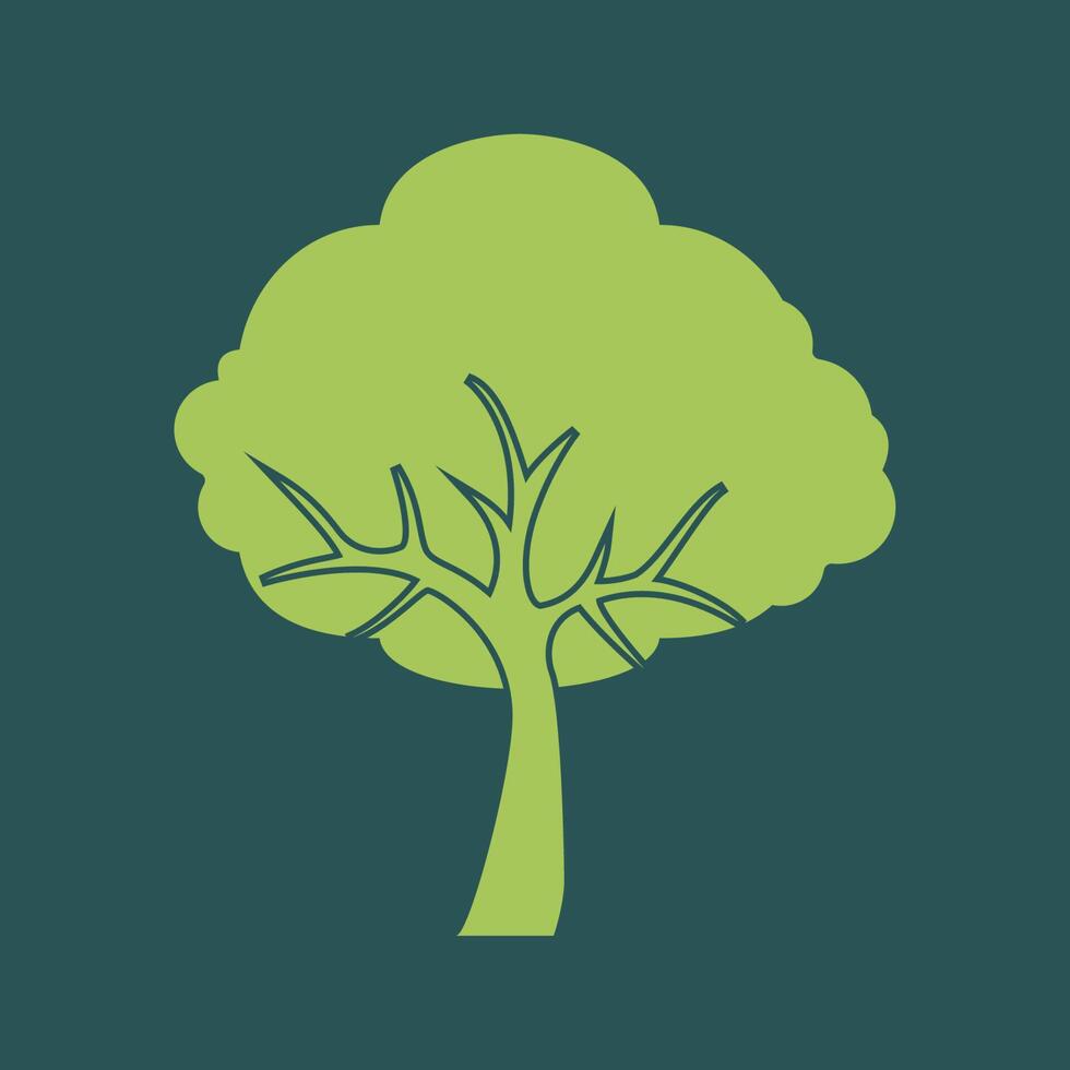 simple tree icon with green background vector