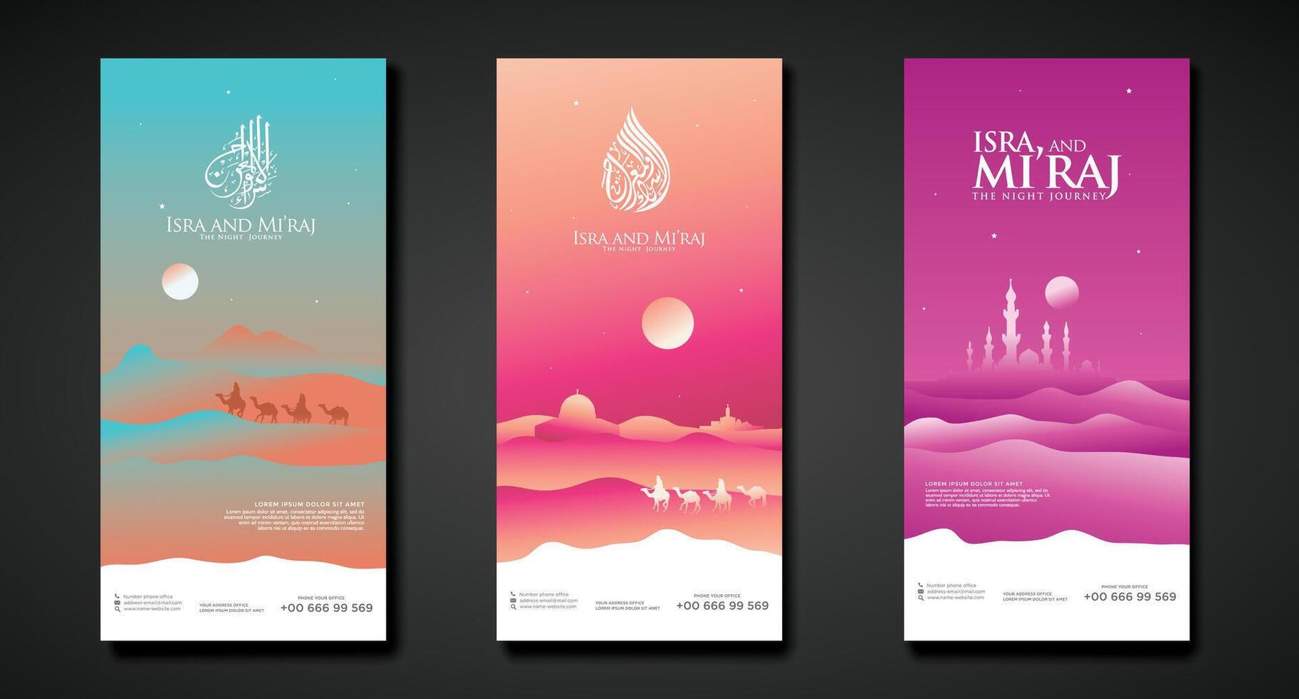 Set banner vertical of The Divine Journey of Isra' Mi'raj vector