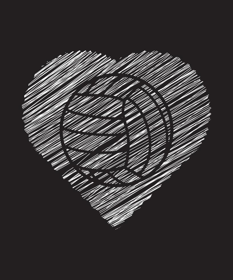 Volleyball Graphics Design With Love and Volleyball vector