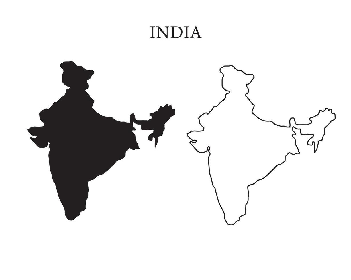 Indian map silhouette, India map silhouette vector