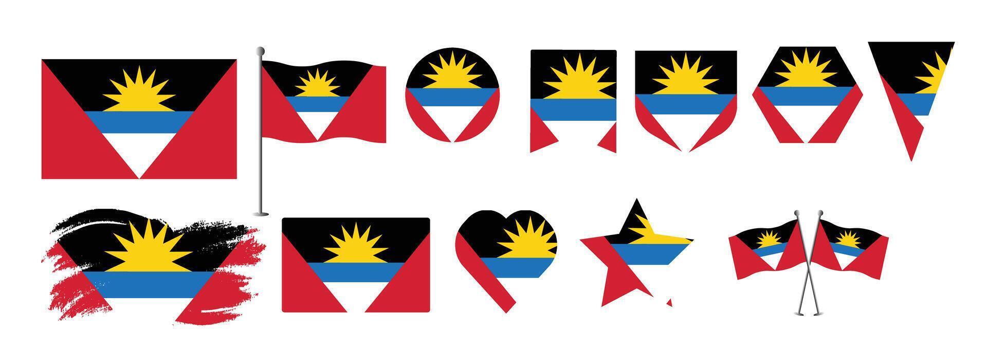 Antigua flag design. Antigua national flag design set with popular shapes and brush. Russia flag illustration vector