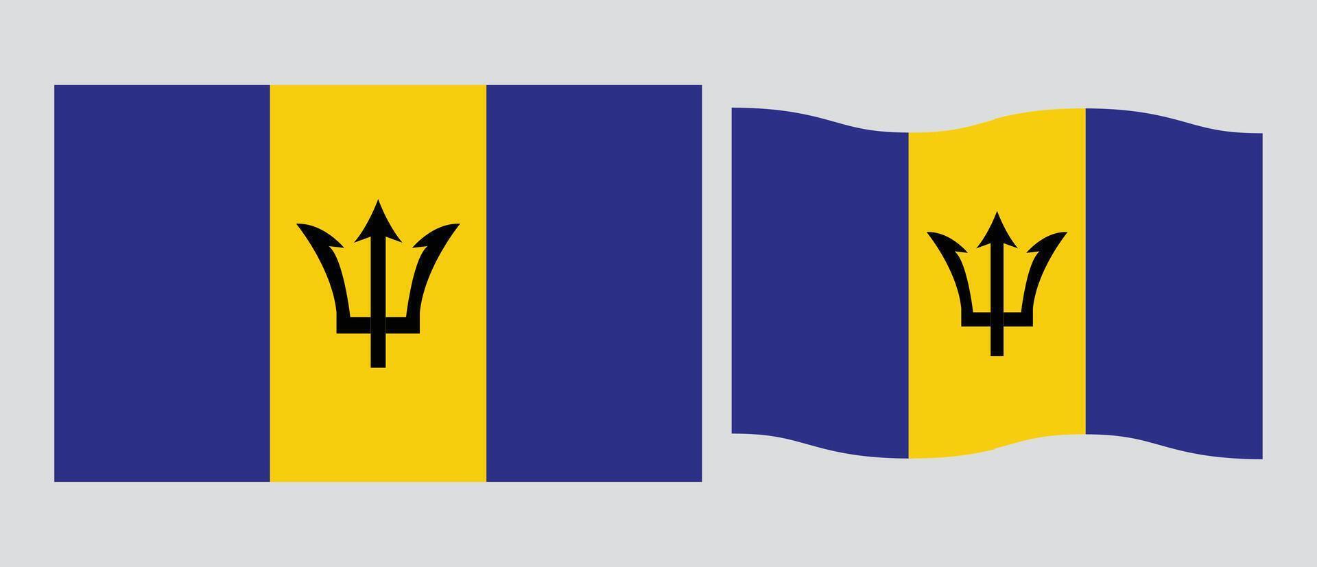 Barbados National flag, illustration with standard size and proportion. National flag emblem with accurate size and colors. Barbados official national flag. vector