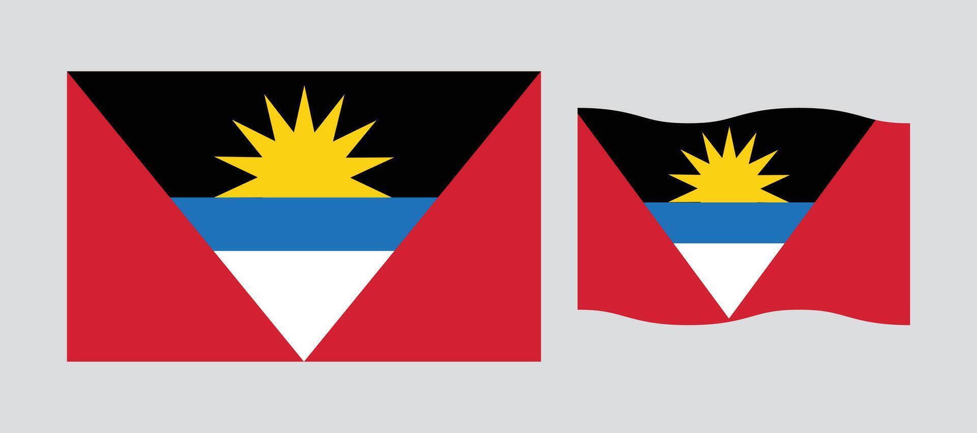 Flag of Antigua and Barbuda illustration with standard size and proportion. National flag emblem with accurate size and colors. Antigua official national flag. vector