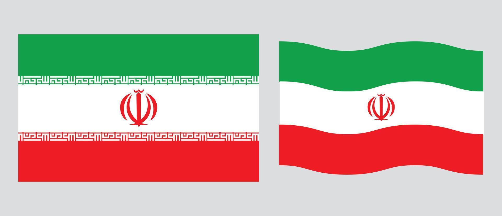 The national flag of the Islamic Republic of Iran illustration with standard size and proportion. National flag emblem with accurate size and colors. Iran official national flag. vector