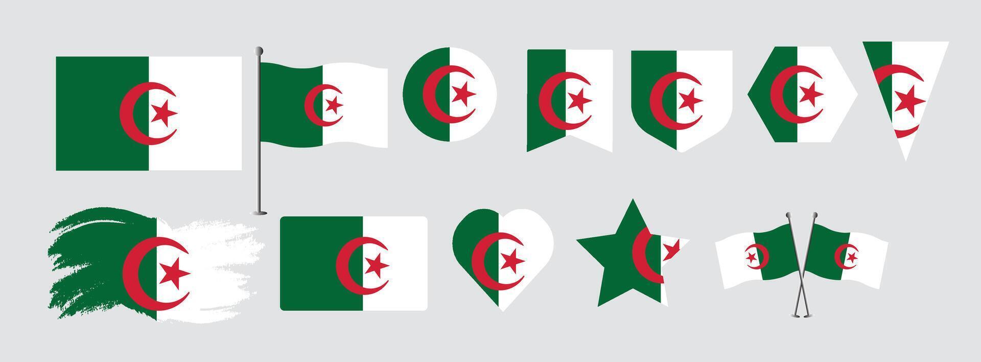 Flag of Algeria. Set of flags. flag set collection of Algeria. vector
