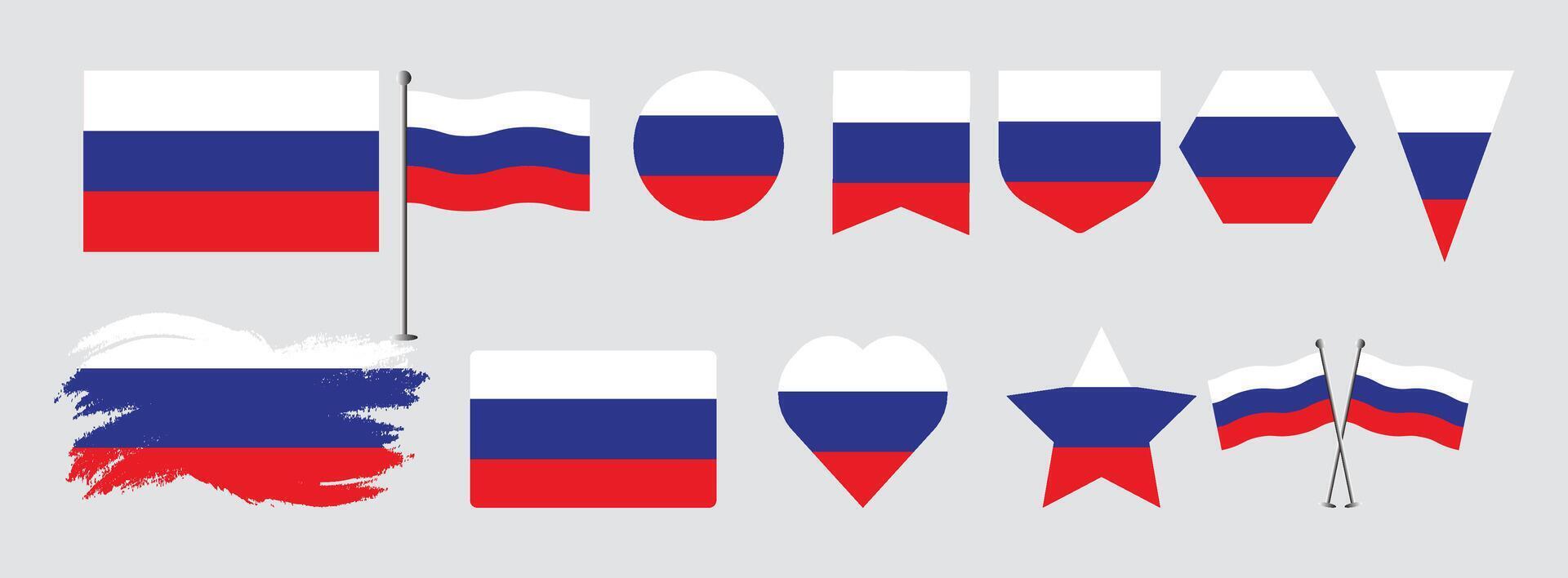 Russia flag design. Albania national flag design set with popular shapes and brush. Russia flag illustration vector